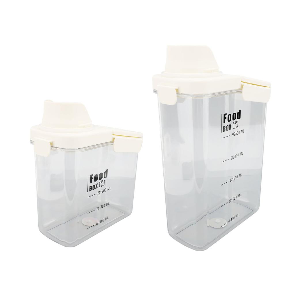 Cereal Storage Container with Pourable Spout Ergonomic Handle Lid Scale Timing Airtight Damp Proof P