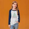 Kids' Fashionable Comfortable Christmas Print Neck Pullover Long Sleeve Top