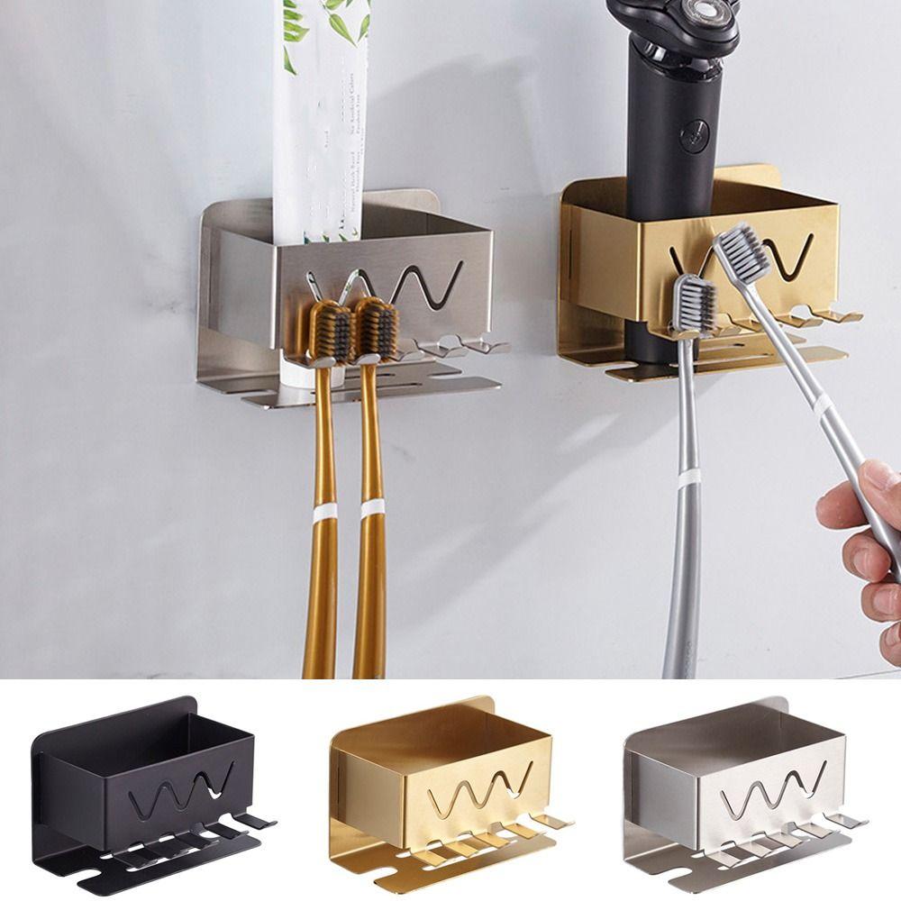 

Multi-slot Toothpaste Stand Storage Rack No-Punch Toothpaste Holder Bathroom чёрный