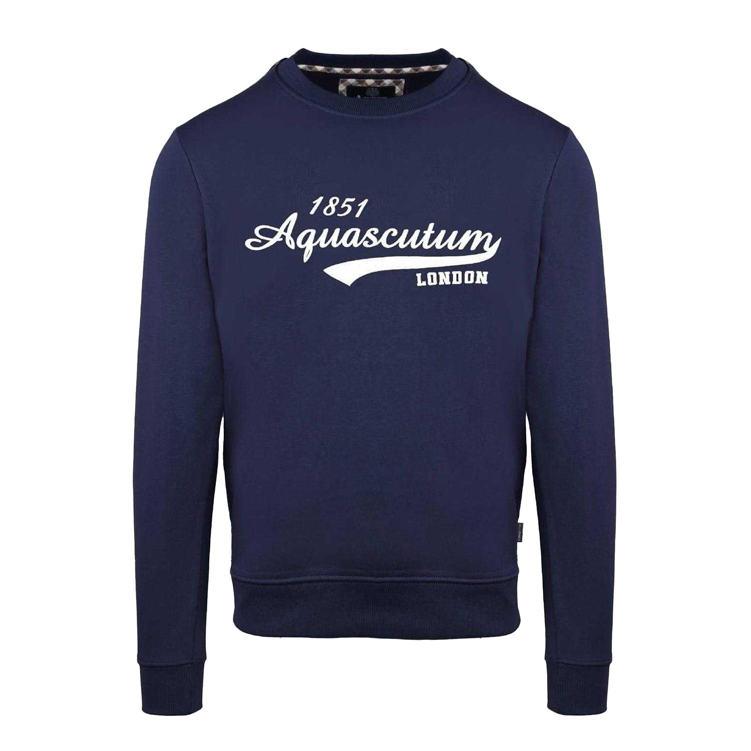 Aquascutum Herren Logo Rundhals-Sweatshirt S dunkelblau