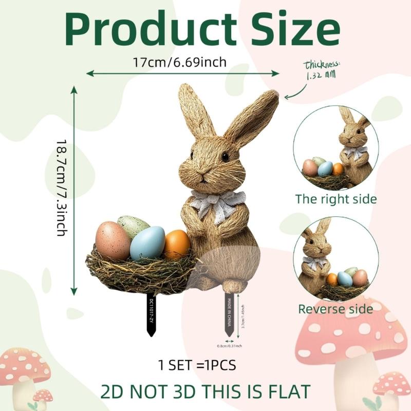 Colorful Rabbit and Eggs Yard Sign for Easters and Spring Celebration Weather Resistant Garden Insert Animal Stake