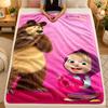 Flannel BlanketMasha and the Bear Warm Soft Throw Blanket for Indoor Sofa Bed Living Room Use