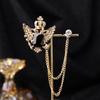 Baroque Rhinestone Pearl Corsage Necklace Brooch - Retro British Court Suit Accessory