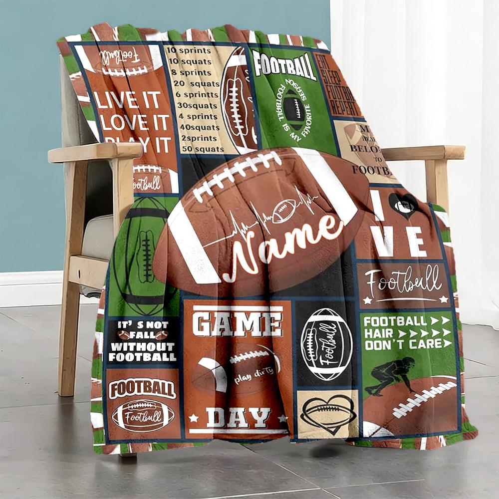 Football Personalized Text Blanket Gift Personalized Blanket Soft & Cozy Great for Home Decor Office Chair Nap Chair Ideal for All Seasons