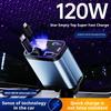 New Starlight Car Charger Adapter 120W Super Fast Car Phone Charger With Dual Retractable Cable USB Type C Cigarette Lighter