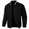 Men's Casual Color Block Jacket with Stand Collar, Long Sleeves and Pockets