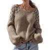 Damen Pullover mit langen Ärmeln, handgehäkelt, aus Kunstmink, Strickpullover