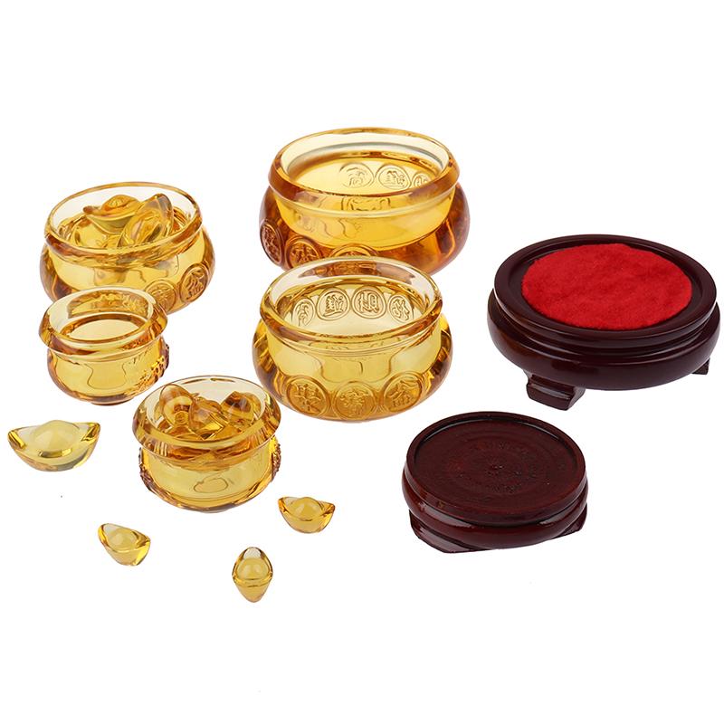 Feng Shui Čínské Zlaté Ingoty Mísa Pokladů Bohatství Soška Dekorace