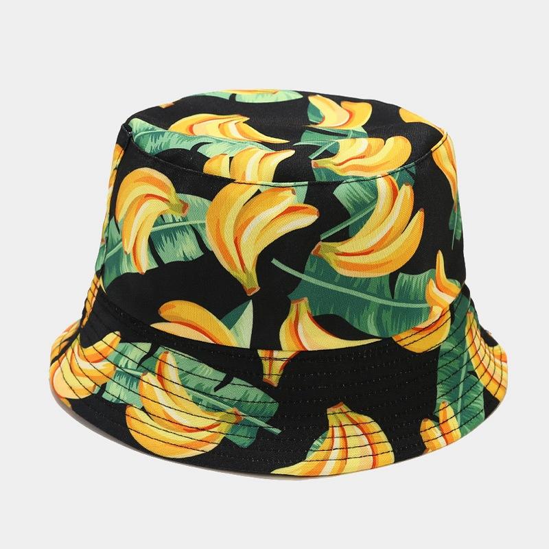 Creative Printed Fruit Pattern Bucket Cap Unisex Outdoor Leisure Fisherman Hat Summer Beach Uv Protection Sun hats Panama Bob