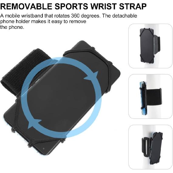 HOMSFOU Abnehmbare 360° drehbare Armband-Handyhalterung für Outdoor-Sportarten - Silikon-PU-Armband zum Laufen, Radfahren, Wandern und Navigieren