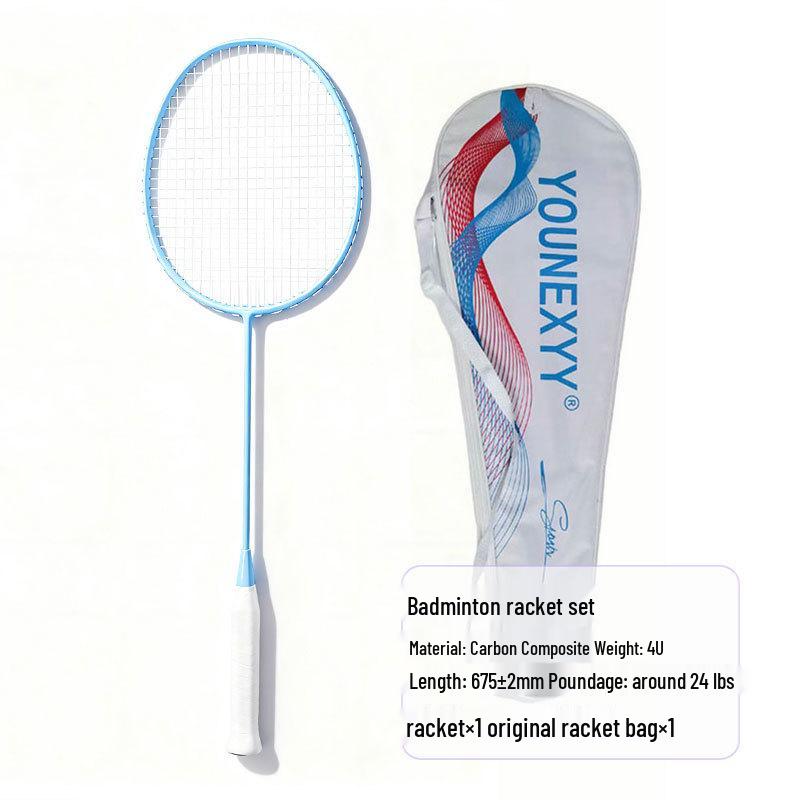 Women's Ultralight Carbon Fiber Badminton Racket Set for Beginners and Professionals - Durable Training Gear