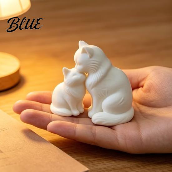 Kompaktes Nachttisch-Ornament 3D-gedruckte Katzenfigur Niedliche Mutter und Kätzchen Statue Retro-Stil Raumdekor Minimalistische Tierfigur für Zuhause Büro Schreibtisch