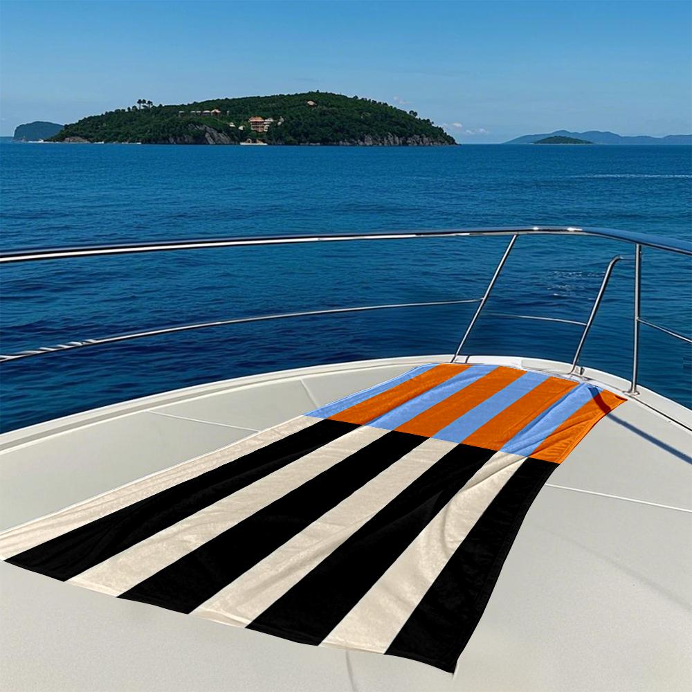 Strisce Color-Block arancione nero Asciugatura Rapida Asciugamano da Bagno Microfibra telo da spiaggia - leggero nuoto campeggio yoga spiaggia fuori