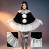 Adult Halloween Outfit Set, Black White Party Costume with Ruffle Collar and Pull On Styling for Dance Photos