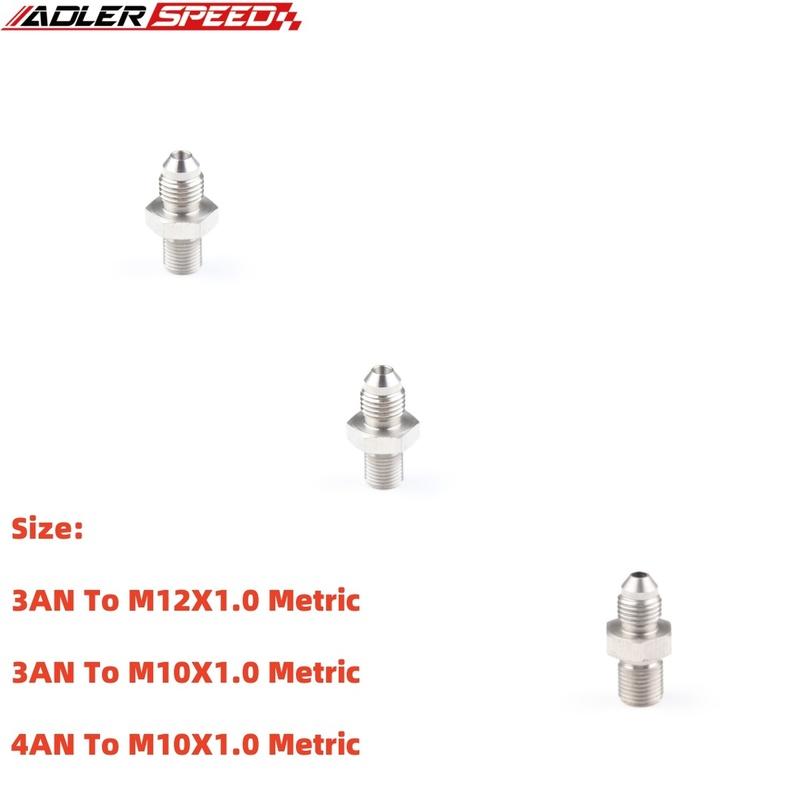 3AN AN-3 AN3 /-4AN AN4 Male To M12X1.0 M10X1.0 Metric Stainless Steel Brake Fittings Adapter AN3 Male To M10x1.0