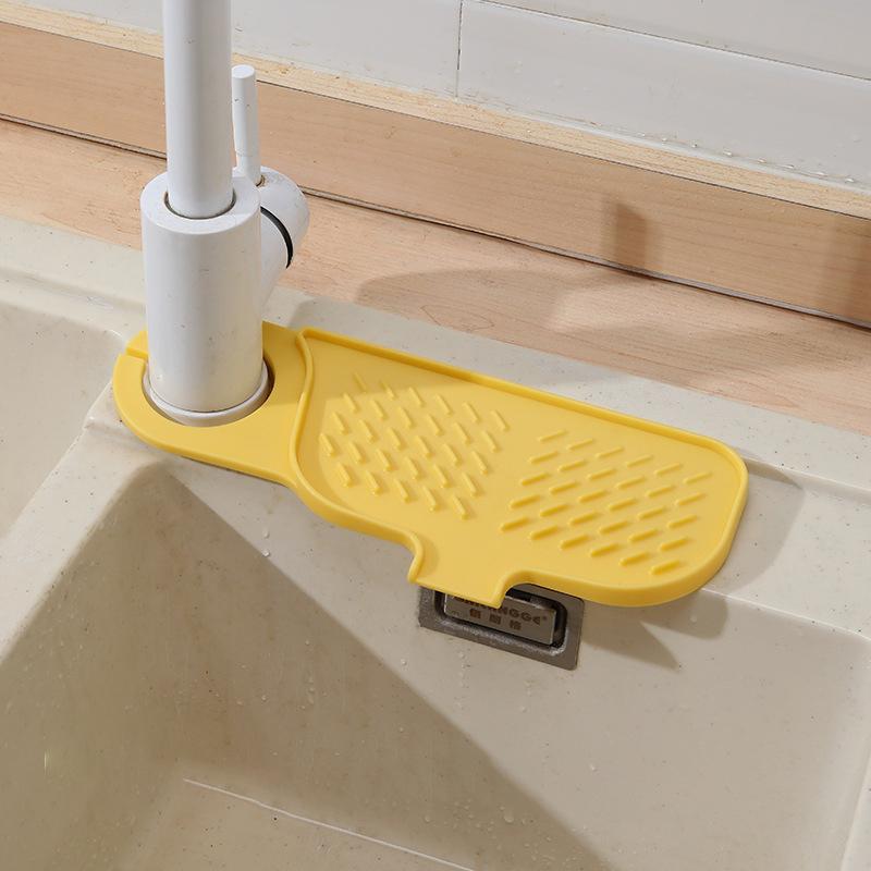 2pcs Silicone Faucet Splash Guard & Drain Pad - Rotatable, Thick & Flexible Kitchen and Dining Table Protection