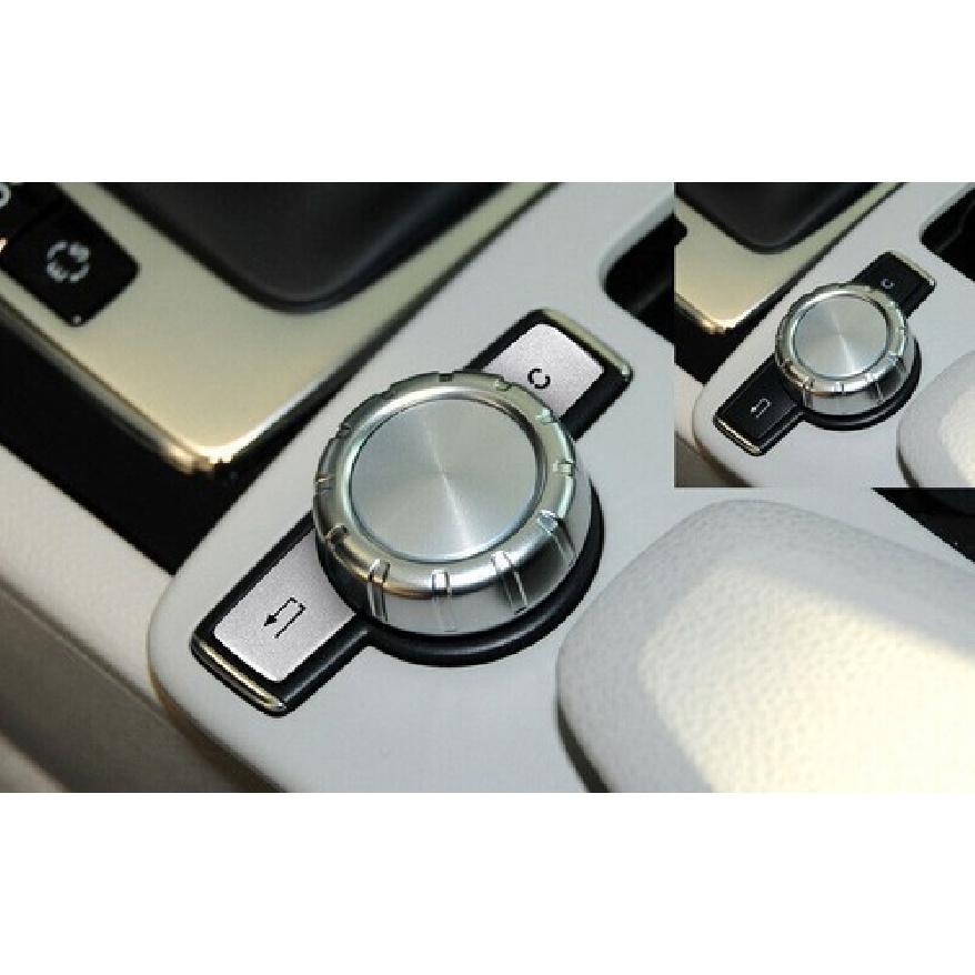 For Benz GLK 2009-2015 Silver Aluminum Console Multimedia Knob Switch Trim 2PCS