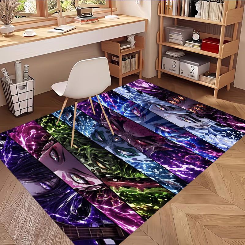 Demon Slayer Print Rug, Washable Floor Carpet, For Entryway Dorm Laundry Room Office Study, Home Decor Birthday Christmas Gift