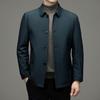 Collared Down Business Single Suitable for Senior [FJSSLHXK] Men's Jacket, Outerwear, Fold-Over Collar, Button, Men, Commuting, Autumn/Winter, Green,