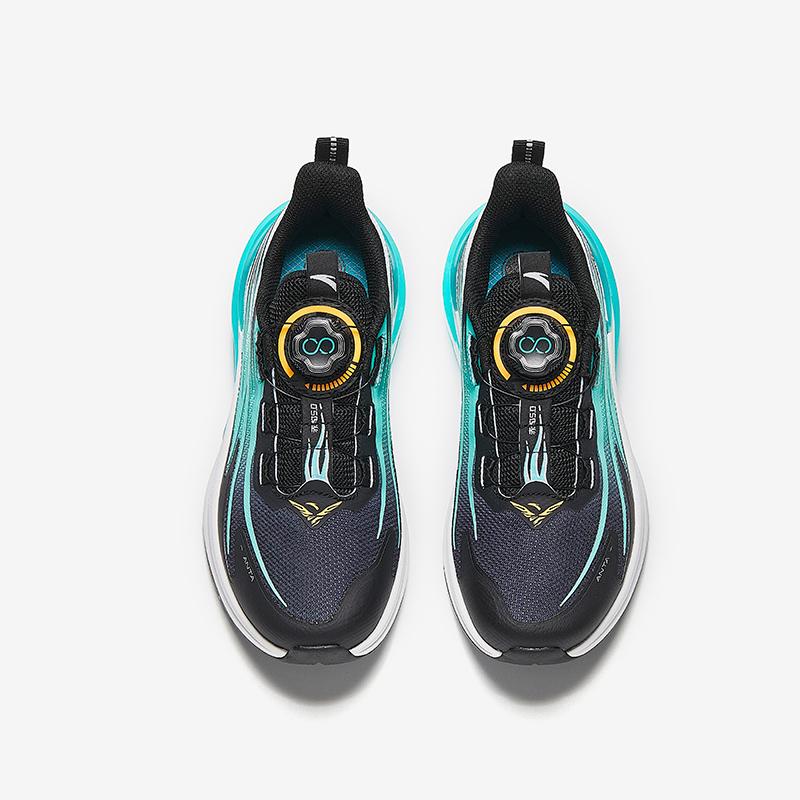 Anta Kids Flame Trendy Fashion Lightweight Shock Absorbing Low Top Running Shoes Men Running Shoes Black Green 312515517-2