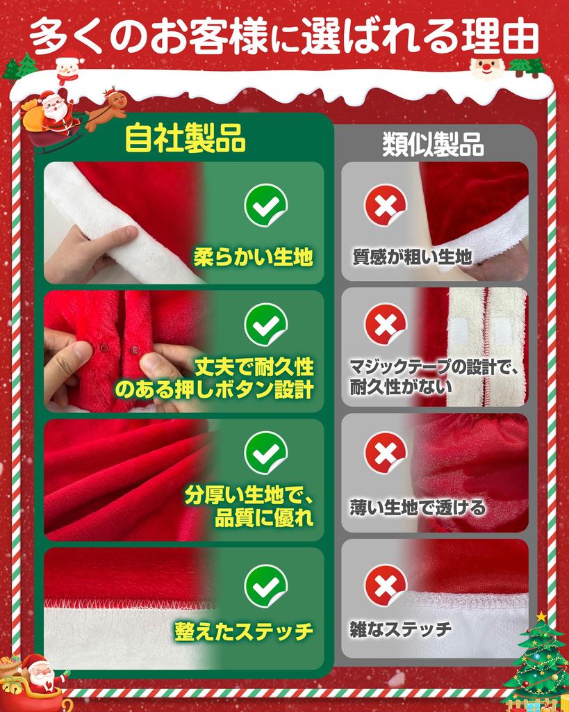 GOKEI Santa Santa Claus Costume with Santa Hat and Christmas Cosplay for Baby Toddler Perfect for Recommended Ages Children's Dress, 3-Piece Set,