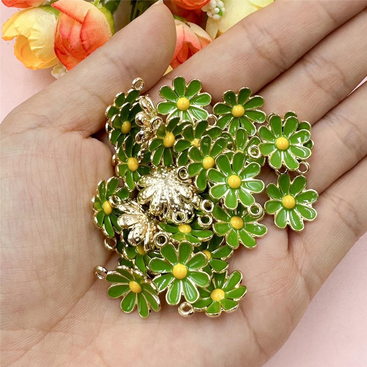 Капля масла, 20 шт., 15,6*18 мм, подвеска, цепочка для мобильного телефона, DIY ювелирные аксессуары, свободные бусины, материал для изготовления маленьких ромашек, модный цветок из сплава для ожерелья зелёный