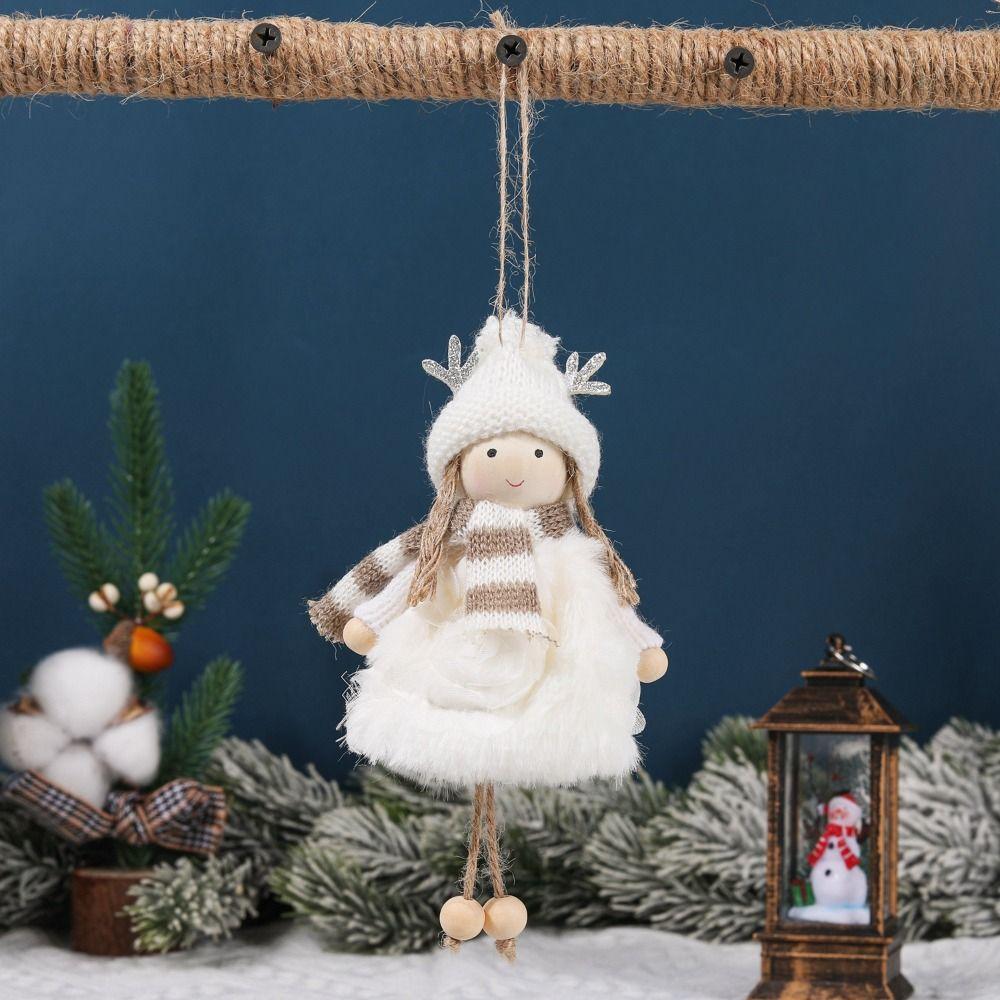 Angel Christmas Plush Girls Pendant Xmas Ornament Antler Plush Doll Pendant Party Supplies Photographic Props