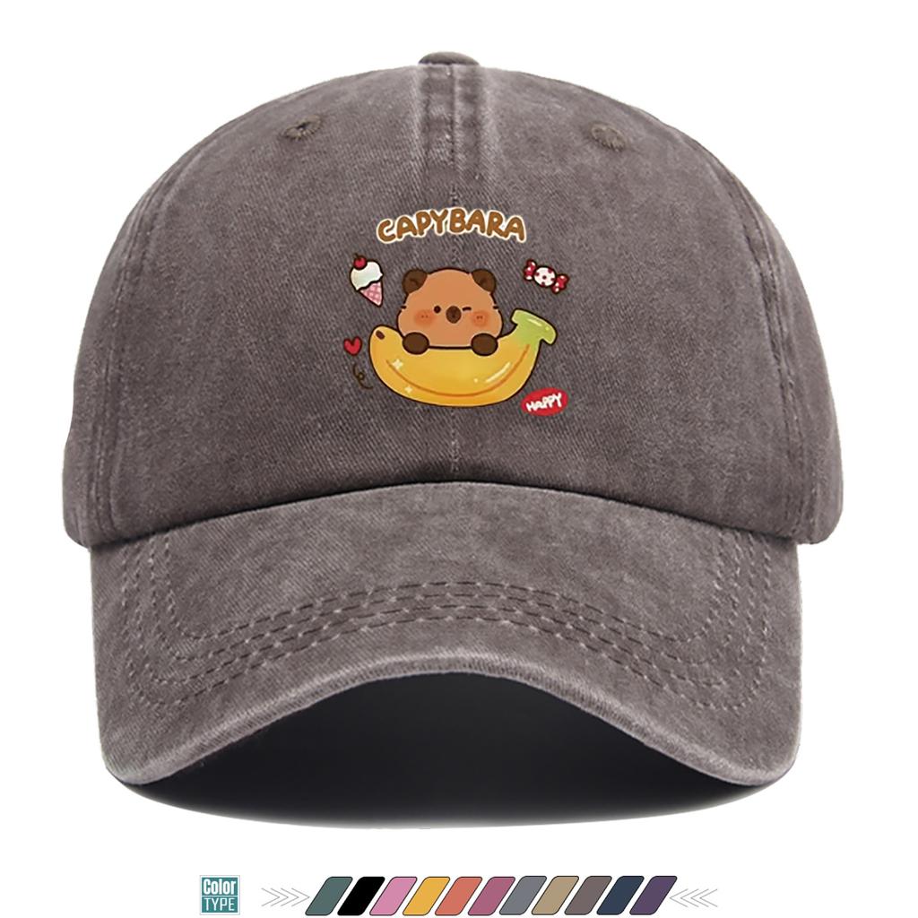 pc Capybara Cartoon Print Baseball Cap Cute Banana Ice Cream Pattern Comfortable Breathable Duck Tongue Hat Fashionable Casual