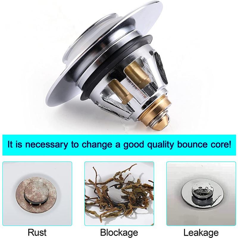 Anti-Clogging Drain Strainer Vessel Sink Pop Up Drain Stopper for Bounce Sink Plug