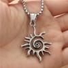 Silver Color Spiral Vortex Sun Pendant Long Chain Necklace For Women Men Punk Rock Charm Hip Hop Vintage Grunge Goth Accessories