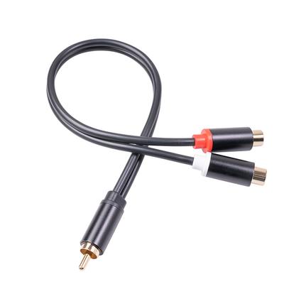 0.3m RCA Audio Speaker Y-Adapter Splitter Cable RCA 1 Male To 2 Female Stereo Audio Cable Gold Plated