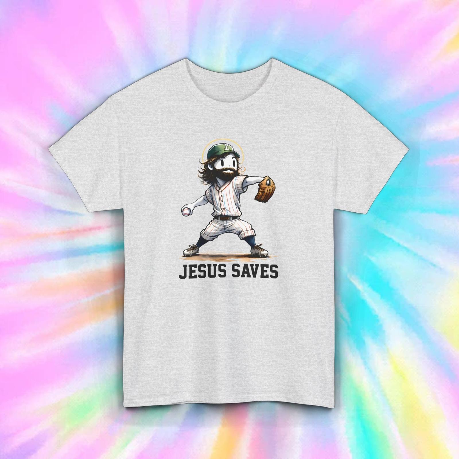 Jesus Saves Baseball T-Shirt Mens Womens Tees Top | Sports and Faith Humor | Christian Graphic Tee S