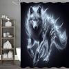 Vlčí umění Fantasy vlk Sprchový závěs, Dekorativní sprchový závěs do koupelny, Vodotěsný sprchový závěs s háčky