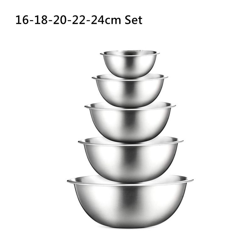 Set boluri de salată din oțel inoxidabil 304 de capacitate mare de 16-32 cm, bol pentru amestecare, pentru prepararea de bucătărie, recipient pentru depozitarea legumelor