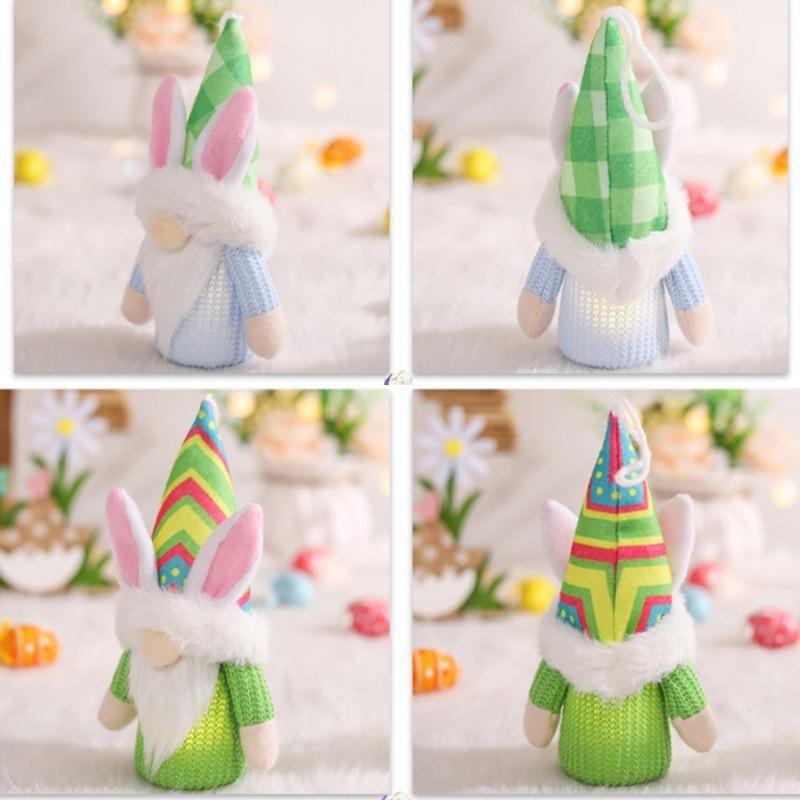 Neue LED Leuchtende Ostertags-Puppendekoration Rosa Liebe Vlies Leuchtende Gesichtlose Puppe Ostergeschenk 1 Stück