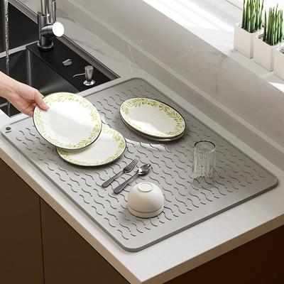 Dish Drying Mat for Kitchen Counter Silicone Drain Pad Heat-resistant Anti-slip Pot Dish Cup Pad Tableware Cushion Tray Placemat