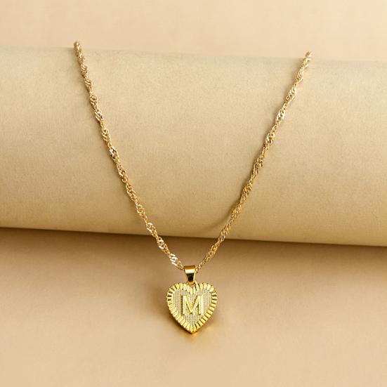 Pendant Necklace A-Z Initial Letter Heart Shape Jewelry Simple Bright Luster Necklace for Birthday