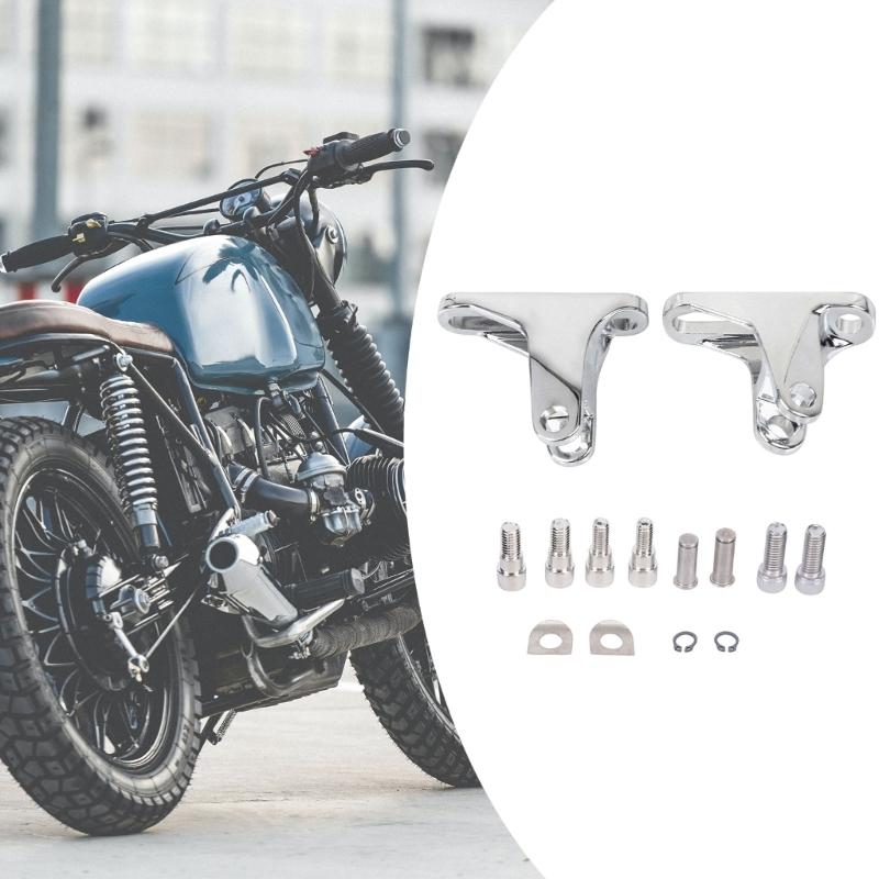 Motorcycle Rear Footrest Bracket Pair Replacement Set with Metal Passenger Peg Mounts and Installation Hardware for Highway 93-23 Models