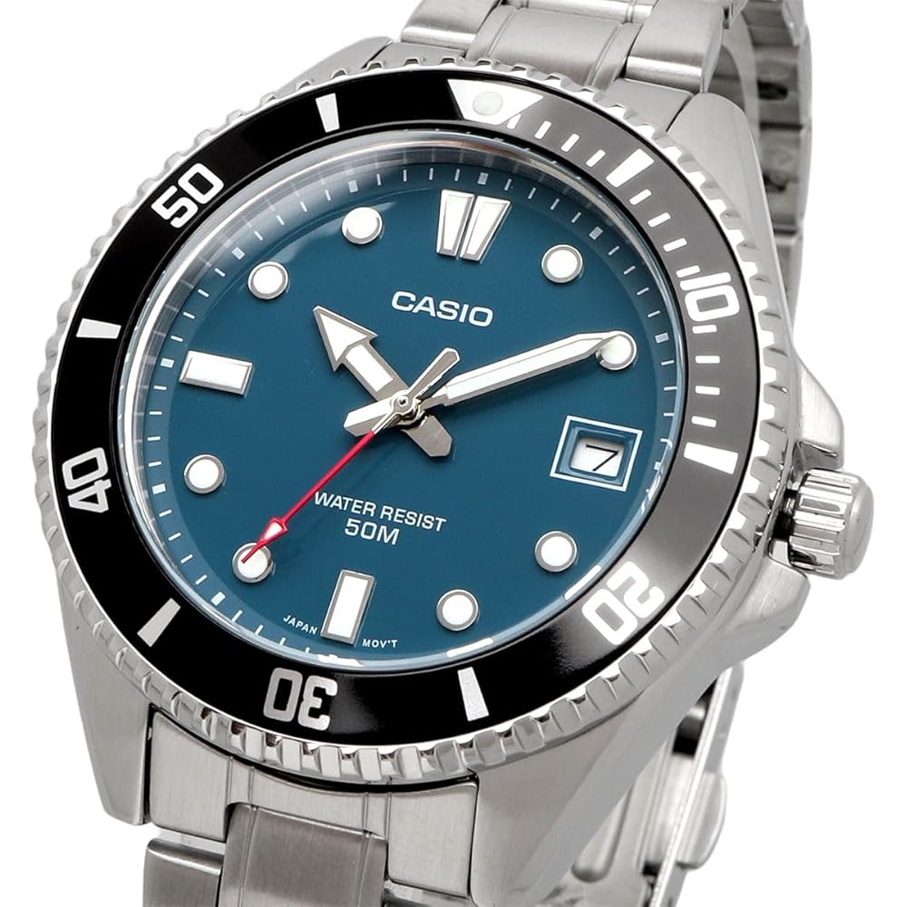 Casio Standard Analog Watch MDV-10D-2A1V Blue Green Metal Band for Boys and Girls