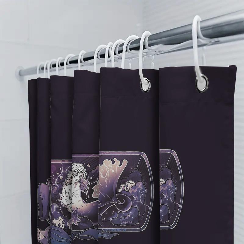 Ocean Mermaid Shower Curtain Fantasy Sea Mythology Bathroom Decor Waterproof Set Vintage Coastal Home Textile Art