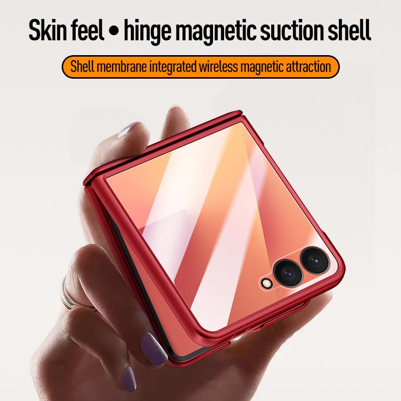 For Magsafe Wireless Charging Matte Frosted Phone Case For For Samsung Galaxy Z Flip 7 5G Hinge Screen Protect Film Shockproof Cover