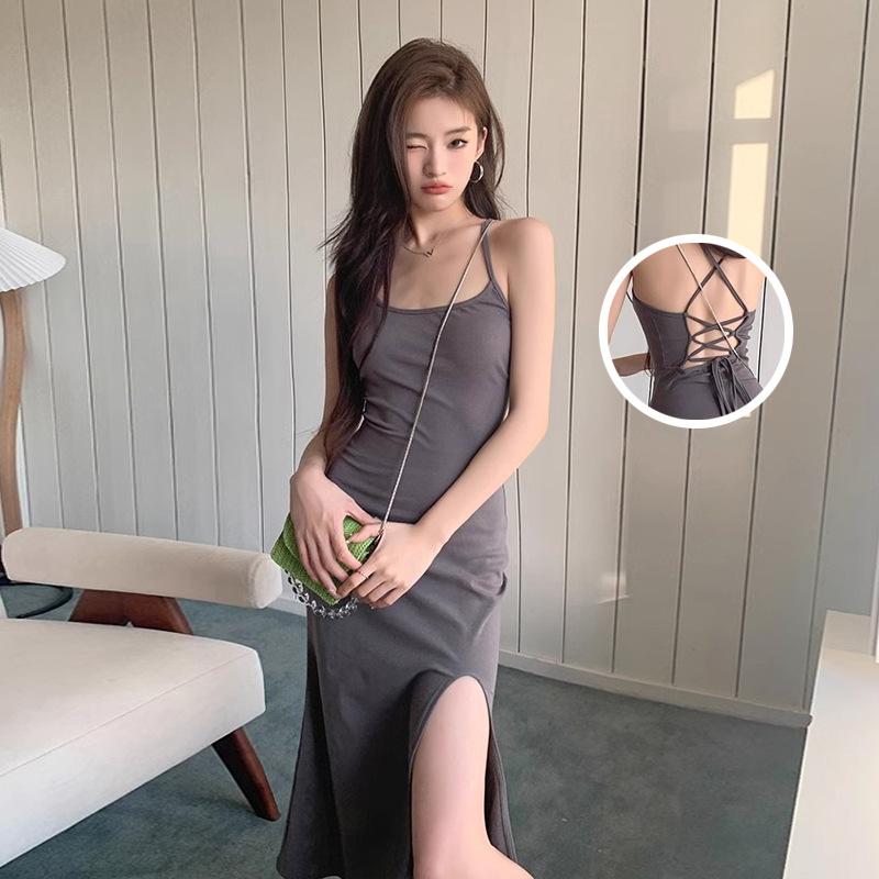 European and American style hip-wrapped dress female Spice Girl sexy backless 2026 summer new medium and long dress slim suspender skirt female