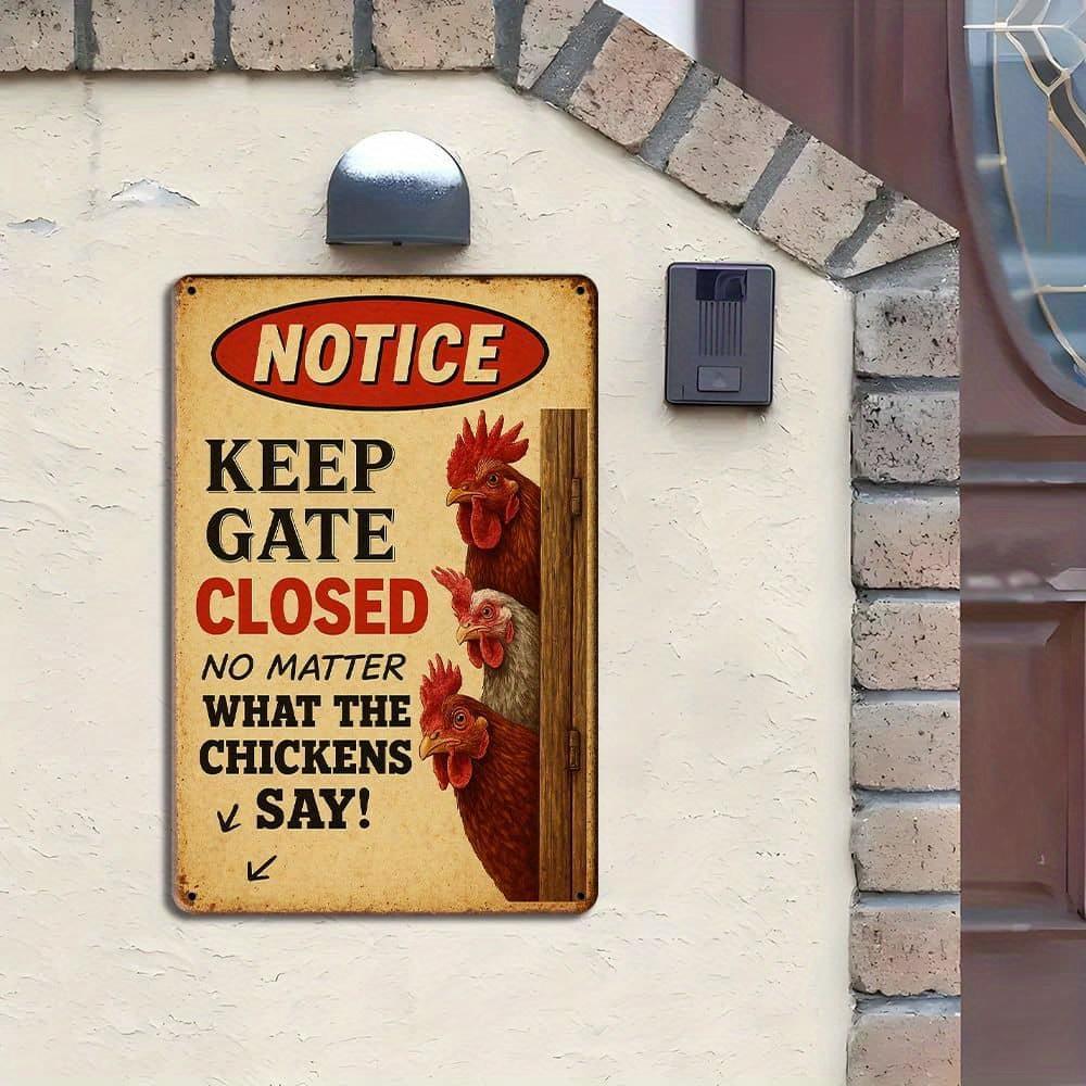 "Håll grinden stängd" humoristisk metallskylt, 8x12 tum gårdsdekor.