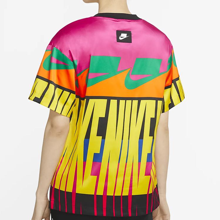 Nike Sportswear NSW Oversized Logo Colorblock Print Short Sleeve T-Shirt Women Tops Multicolor CJ3479-735