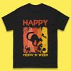 Happy Meow-O-ween Funny Halloween Black Cat Scary Spooky Mens Tee Top