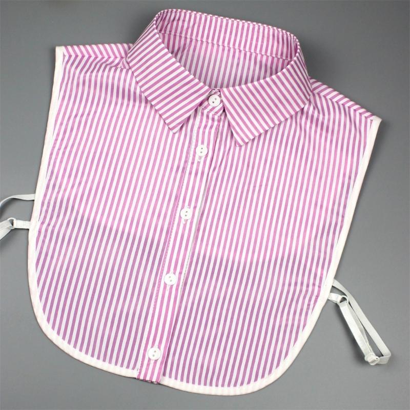 Colletto Falso Moda Con Strisce Bianche Collare Rimovibile Mezza Camicia Blusa Accessorio Professionale per Ufficio