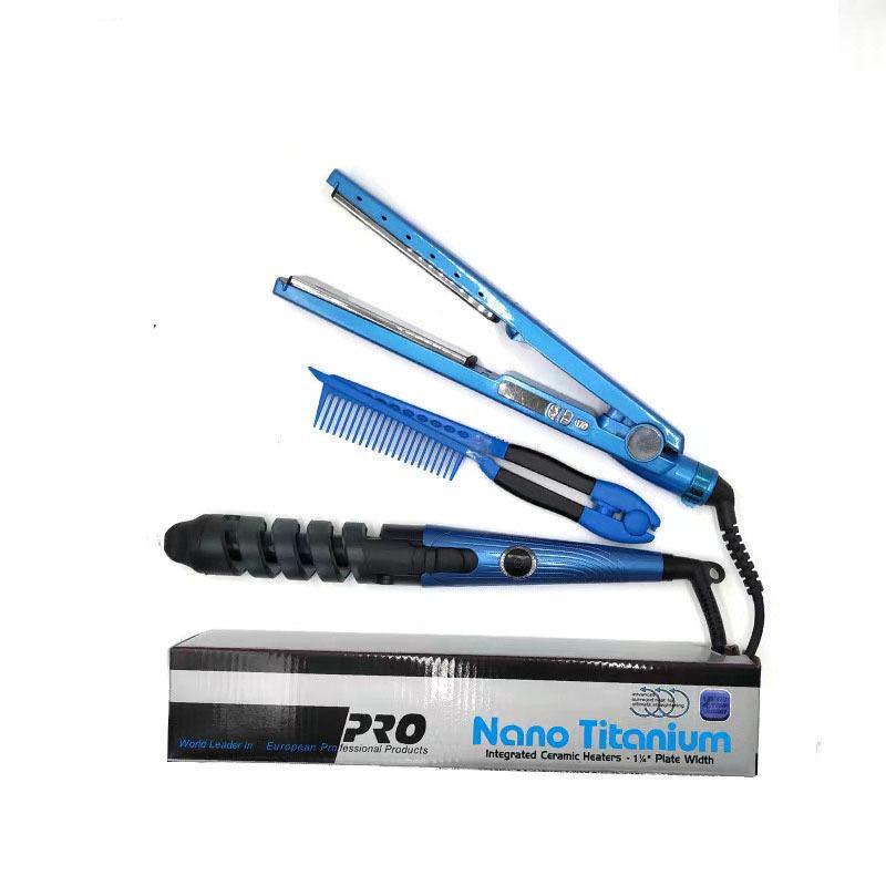 Multi-Purpose Ceramic Curling Iron & Hair Straightener Set