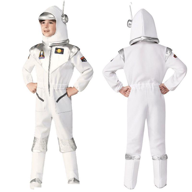 Kids' Astronaut Halloween Costume Foam Helmet With 3d Antenna And Logo Printed On Shoulder And Chest