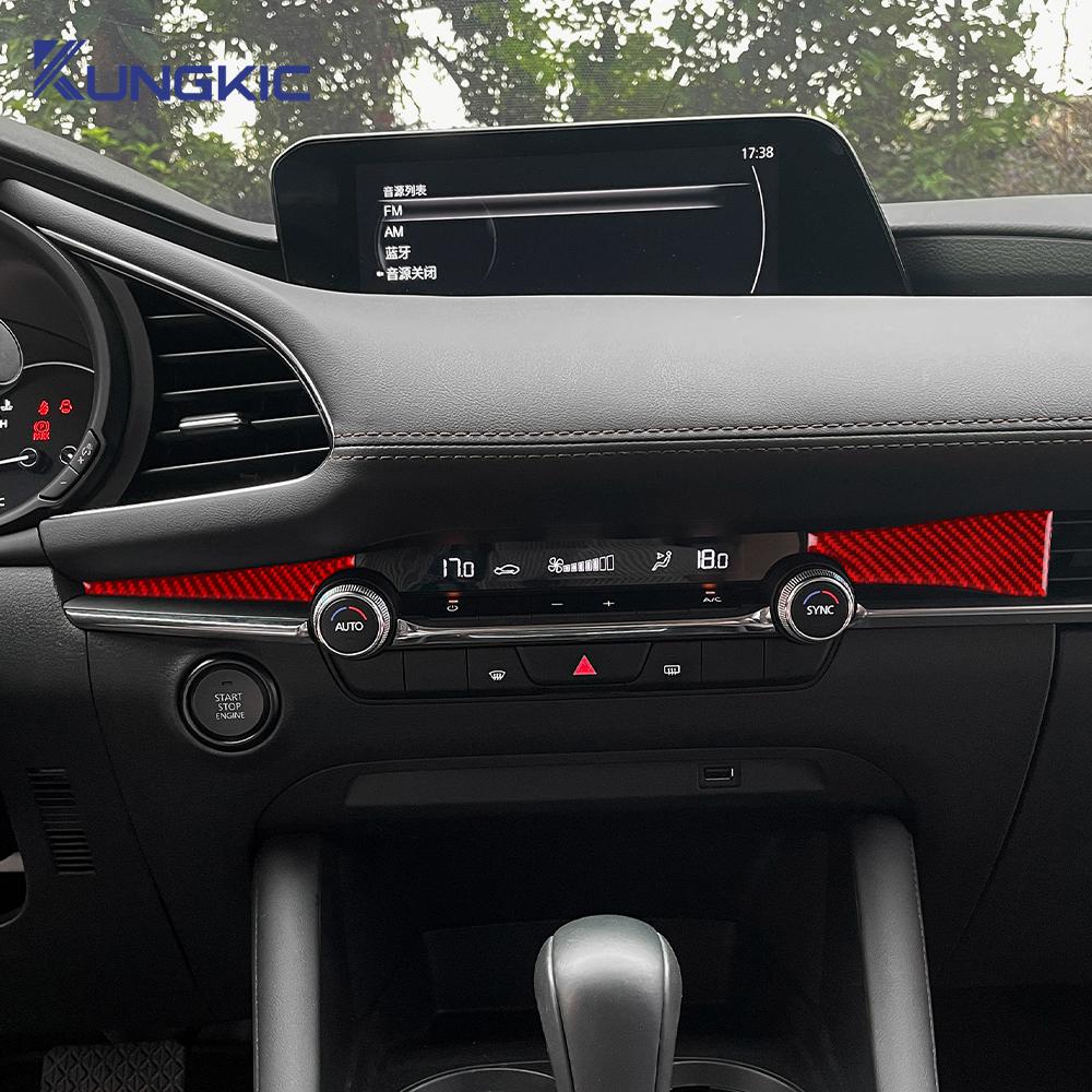 Echte Weiche Kohlefaser Für Mazda 3 BP 2019 2020 2021 2022 2023 2024 2025 Mazda3 Axela LHD RHD Auto Mittelkonsolen-Aufkleber