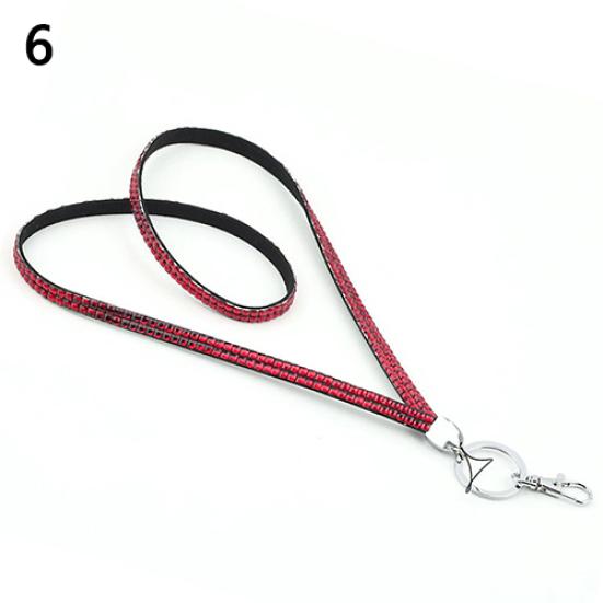 Luxury Rhinestone Bling Shiny Custom Lanyard ID Badge Cellphone Key Holder Ring